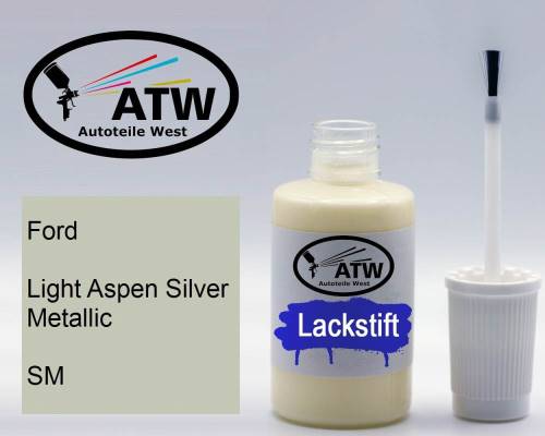 Ford, Light Aspen Silver Metallic, SM: 20ml Lackstift, von ATW Autoteile West.
